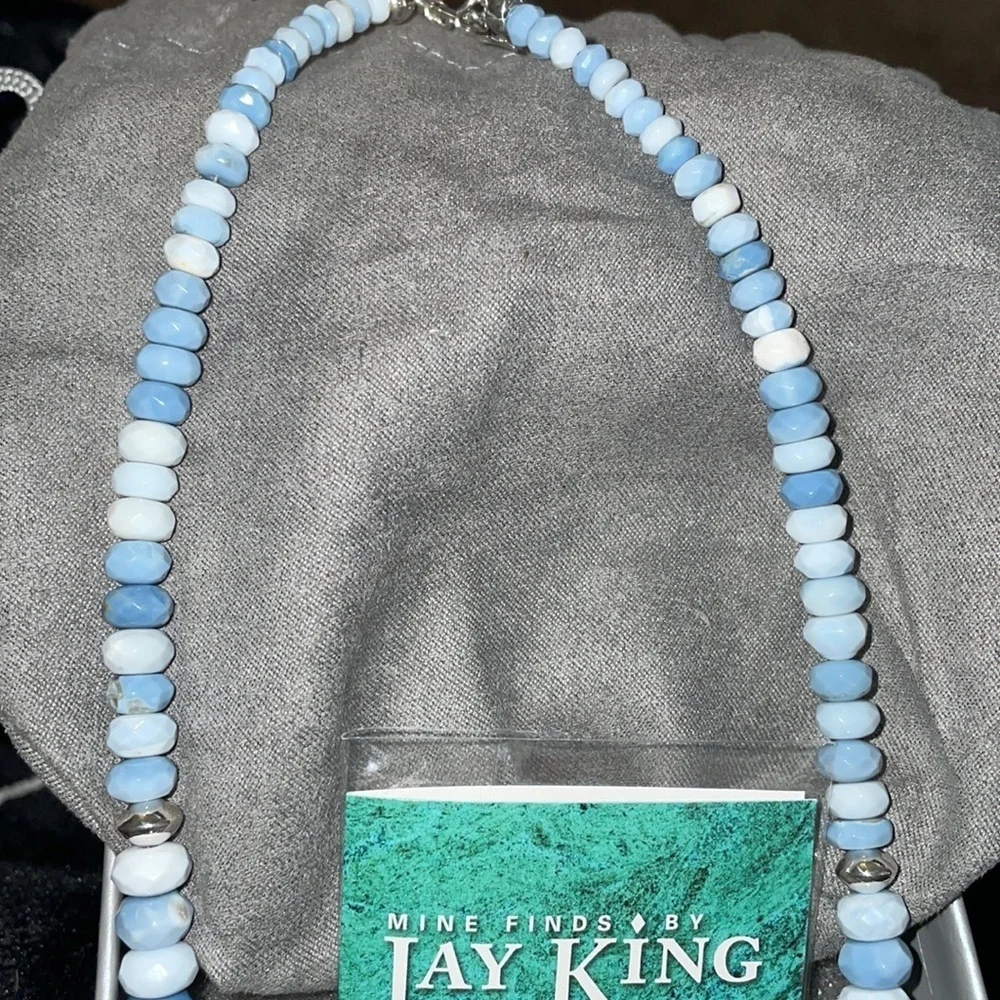 Blue Opal Bead with sterling silver accents Necklace by Jay King - Picture 10 of 13
